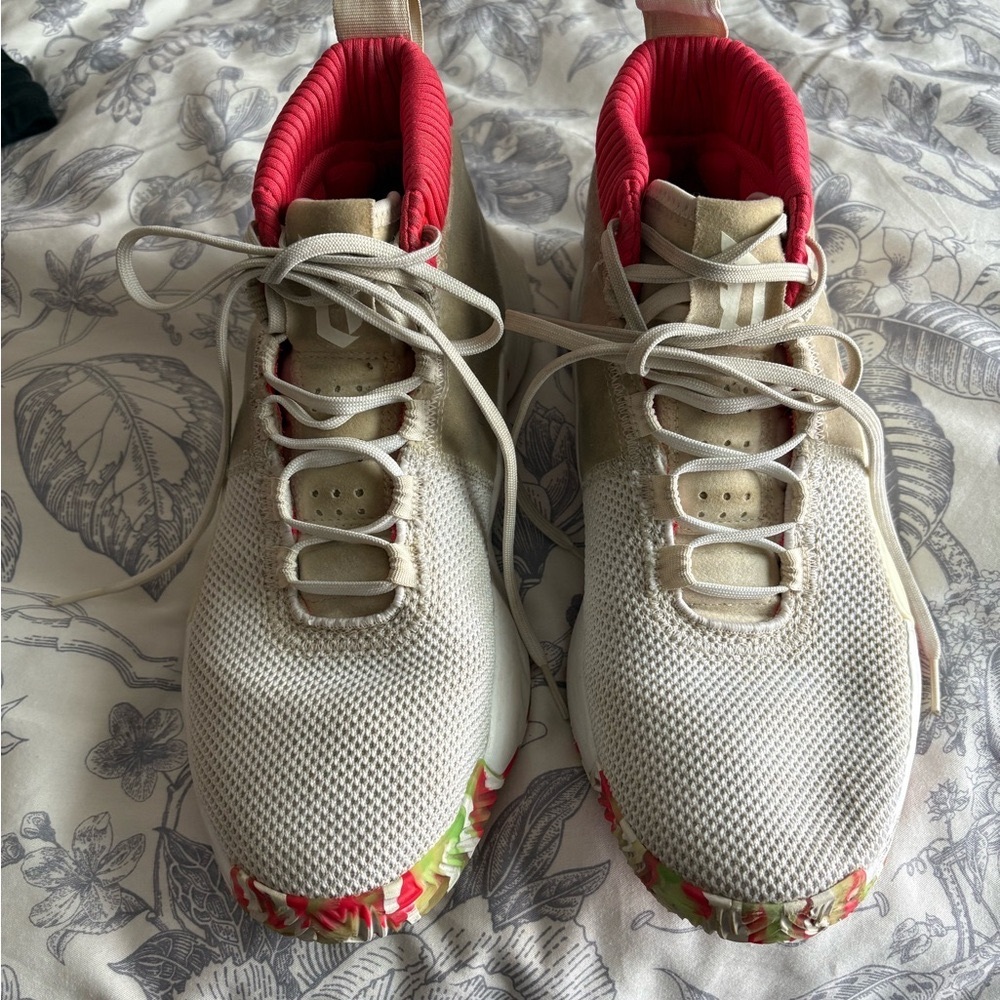 Adidas Dame 5 All Skate Red and White Men's Basketball Shoes Size 9.5 - Picture 2 of 7